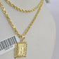 10k Gold Initial R Charm Rope Chain 16"-26" 2.5mm SET Necklace Alphabet Pendant