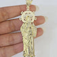 Real 10K Gold Saint Jude Charm Diamond Cut 10kt yellow Gold Pendent 3"