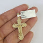 10K Solid Franco Chain INRI Jesus Cross Pendant Charm Necklace 18"-24" 1.5mm