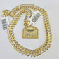 10k Gold Chain Last Supper Charm Solid Cuban Curb Link 5mm 18"-28" Inch SET