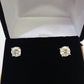 14k White gold Round Earrings Diamond screw-back Lab Created Women Men Studs