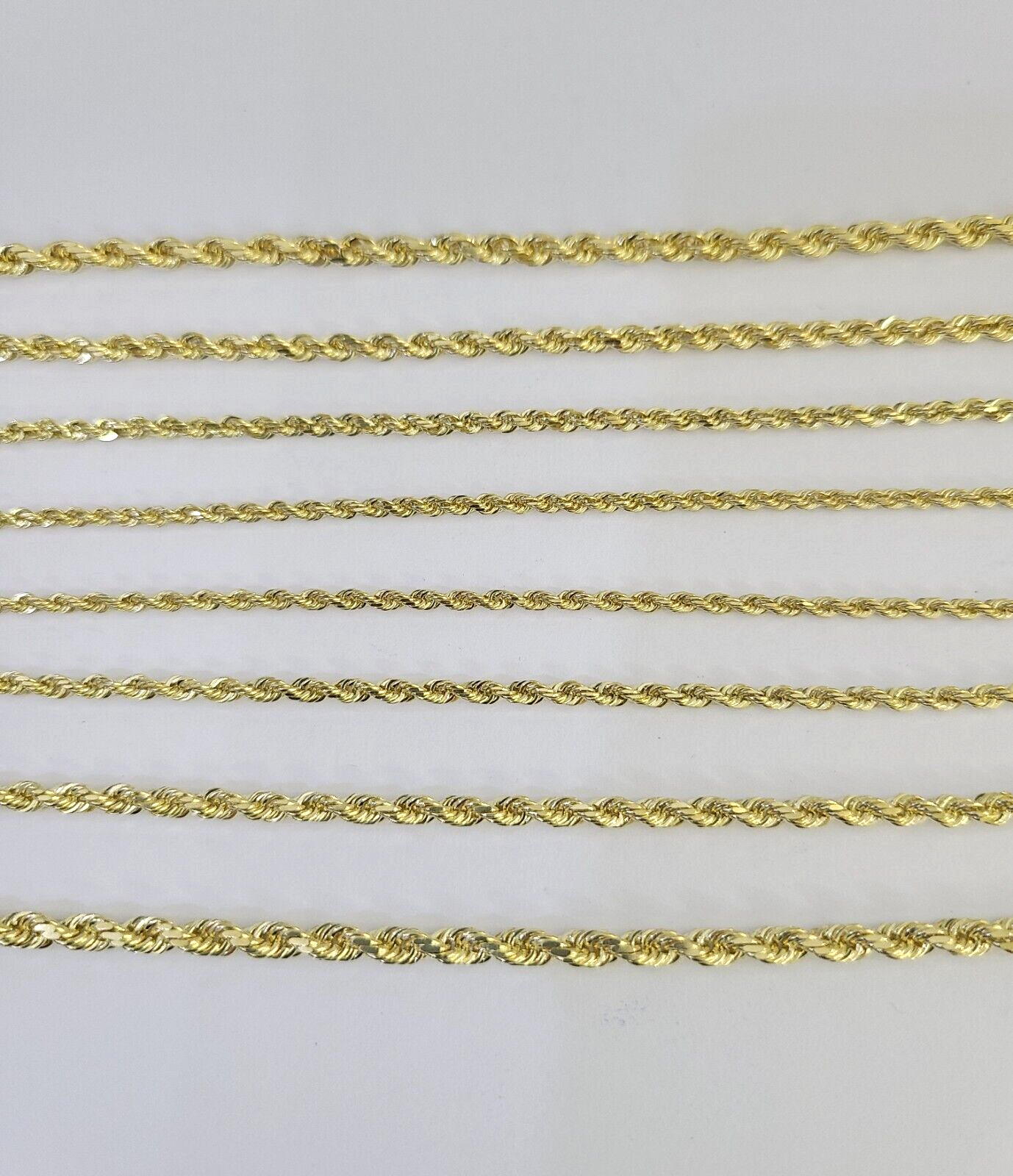 Real 14k Gold Rope Chain Necklace 2mm 2.5mm 3mm 4mm Yellow 14kt Men Women