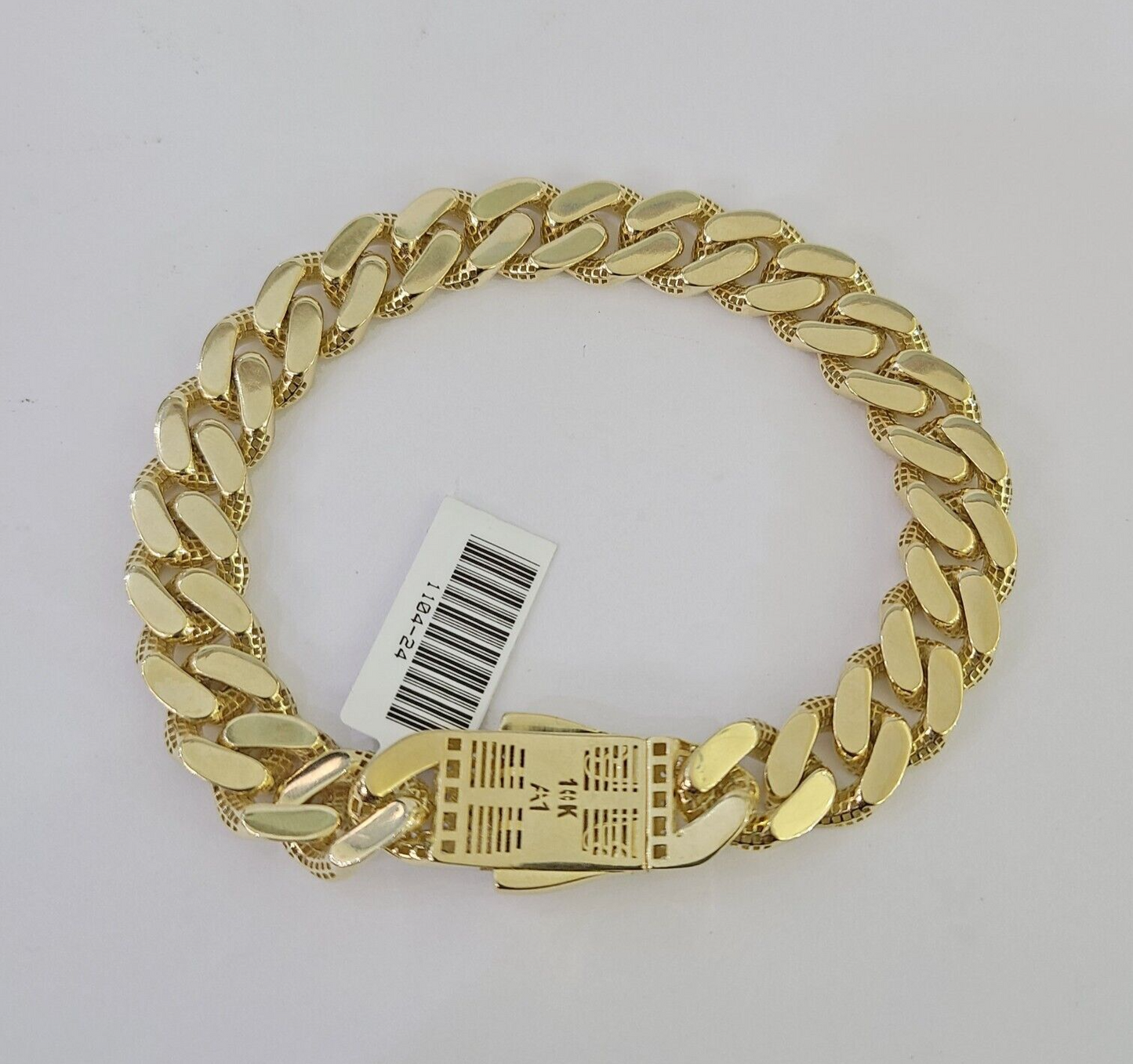 Real 10K Royal Monaco Bracelet Yellow Gold 8.5" Box Clasp 11mm Genuine Mens