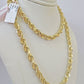 Real 14k Yellow Gold necklace Rope Chain 5mm 22 inch Diamond cut Genuine Solid