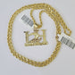 Real 10k 3mm Rope Chain L2H Pendant 18" 20" 22" 24" 26" Gold Set