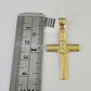 10K Gold Miami Cuban Chain Jesus Cross 18"-28" 3mm REAL Pendant Necklace SET