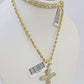 Gold 10K Rope Chain 3mm Length 18" 20" 22" 24" 26" 28" 30" & Cross Charm