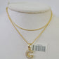 10K Franco Chain Diamond C Pendant Initial Necklace 16"-22" 0.5mm Ladies Women