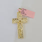 Real 14k Yellow Gold Chain Cross Charm Set Miami Cuban Link 4mm Necklace Pendant