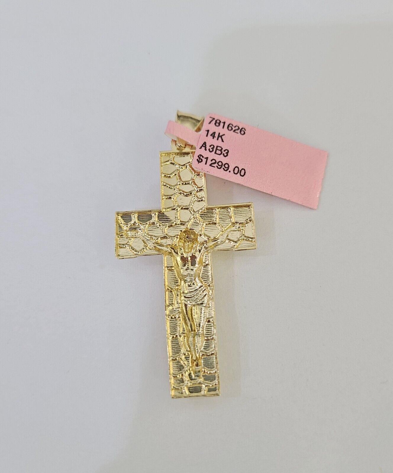 Real 14k Yellow Gold Chain Cross Charm Set Miami Cuban Link 4mm Necklace Pendant