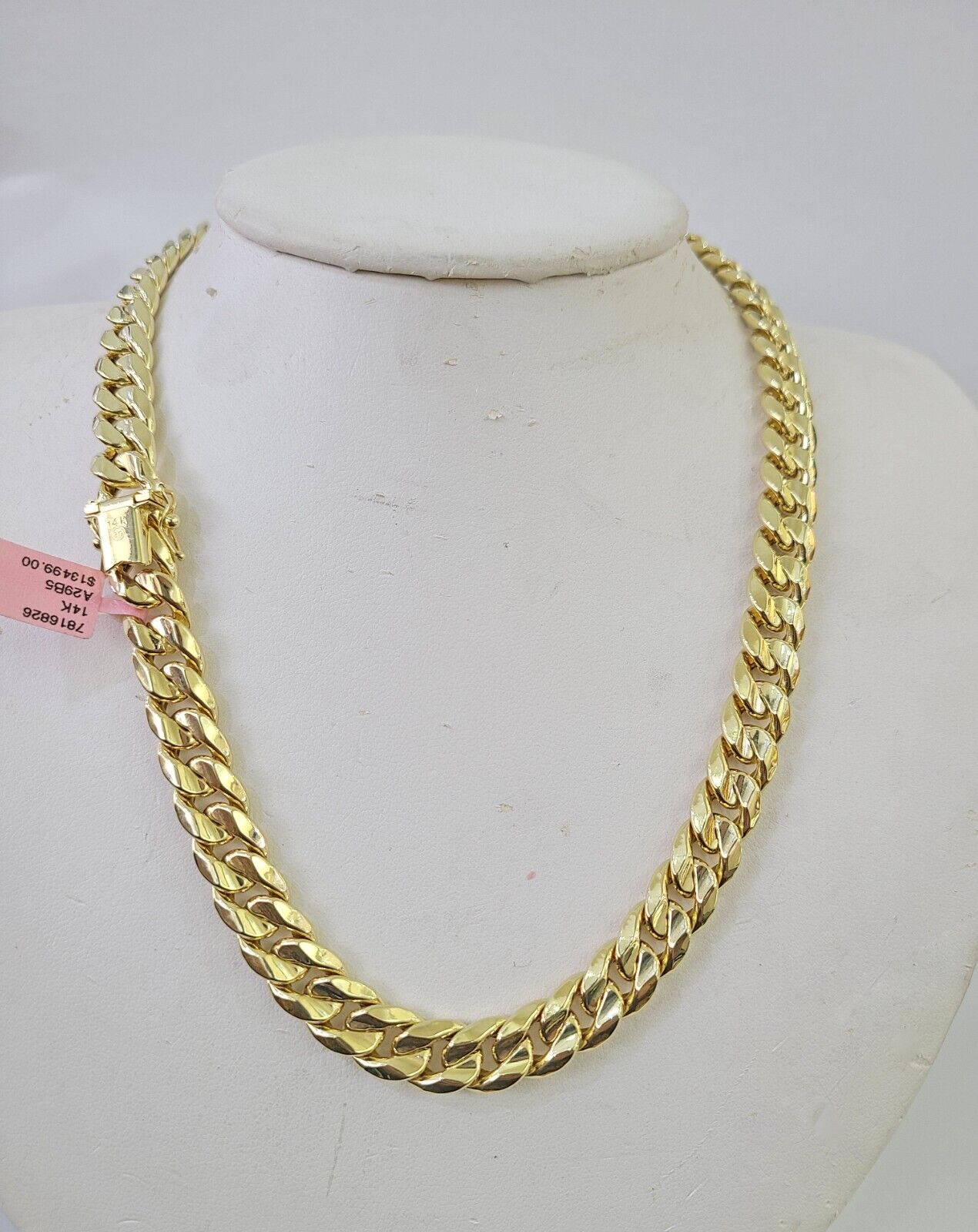 Real 14K Miami Cuban Link Chain Necklace Yellow Gold 24 inch 9mm Mens Hollow