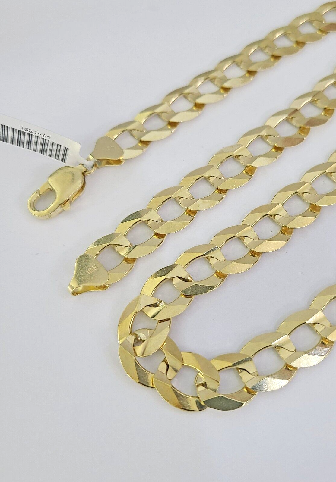 10k Solid Gold Cuban Curb Link Chain 12mm 28" Real Yellow Gold Real Necklace