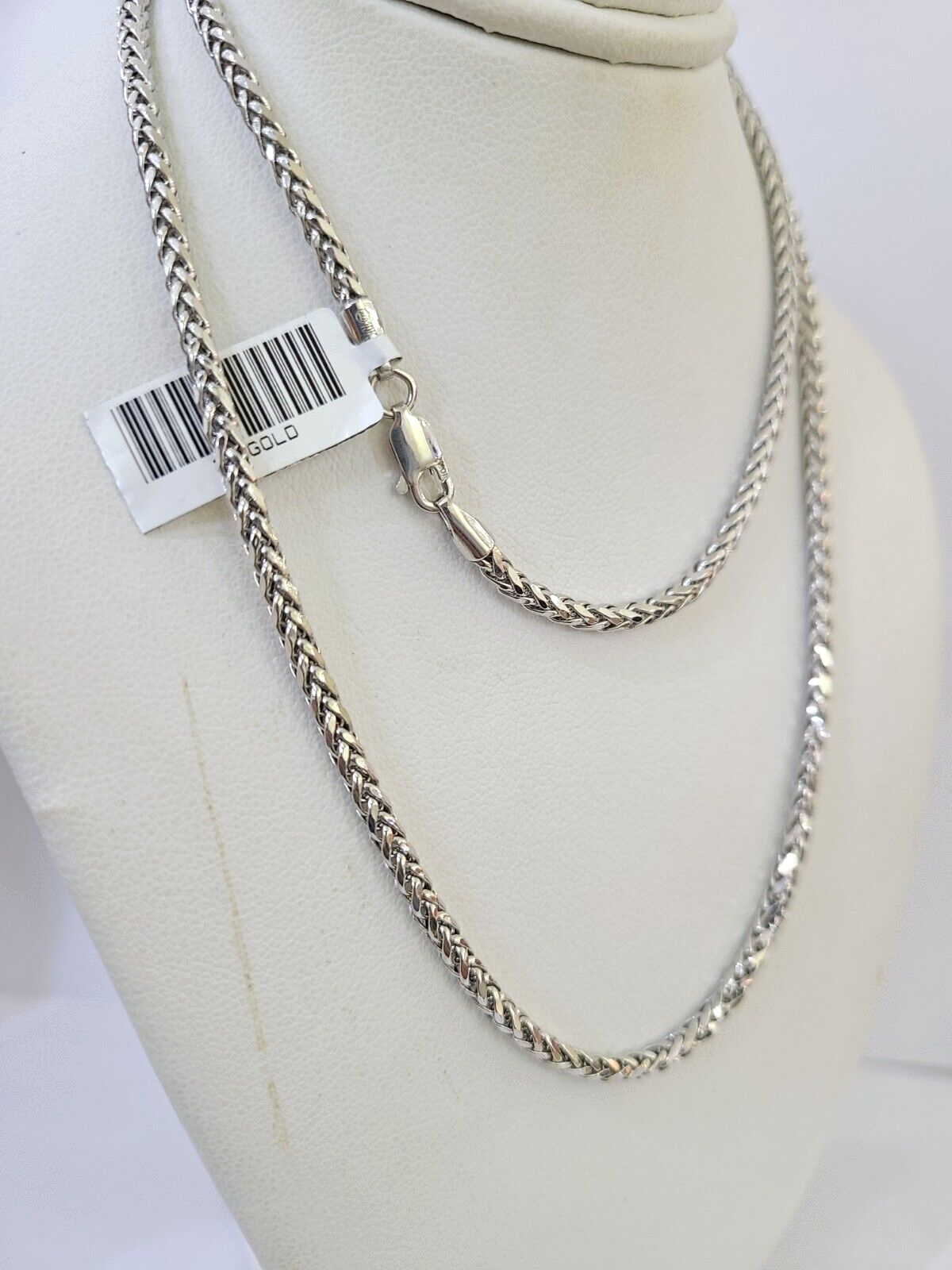 Real 10k Palm Chain White Gold 3mm 26" Necklace Men Women Real Genuine