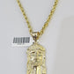10k Yellow Gold Rope Chain Jesus Cross Charm Set 4mm 18"-26"Inch Necklace
