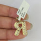 10k Yellow Gold Initials Charm Pendant A-Z Nugget Alphabets Men Women Real