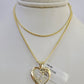 10K Solid Franco Chain Heart Pendant Charm Necklace 16"-22" 1mm Gold Ladies