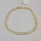 Real 10K Solid Cuban Curb Link Bracelet Yellow Gold Diamond Cuts 4.5mm 7" Womens