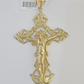 10K Crucifix Cross Pendant 4" Jesus Christ Charm Women Men Yellow Gold