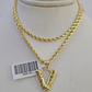 10k Gold Initial V Charm Rope Chain 16"-26" 2.5mm SET Necklace Alphabet Pendant