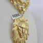 Real 10k Rope Chain Lion Charm Set 10mm 20"-30" Inch Necklace Yellow Gold