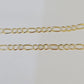 Real 10k Yellow Gold Figaro link Bracelet 3mm 7.5" Inch Men women Diamond Cut