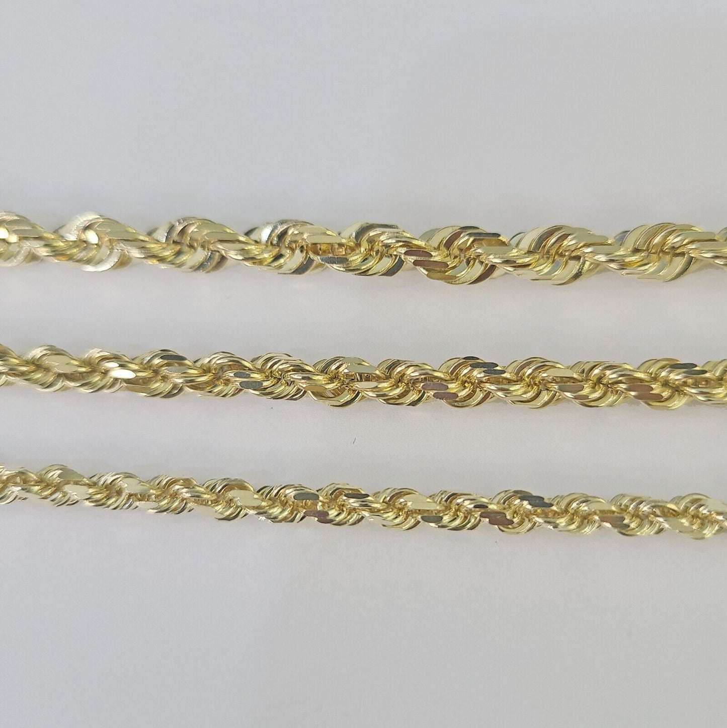 10k Solid Rope Chain Yellow Gold Necklace 4mm 5mm 6mm 20-30Inches Real Men Women
