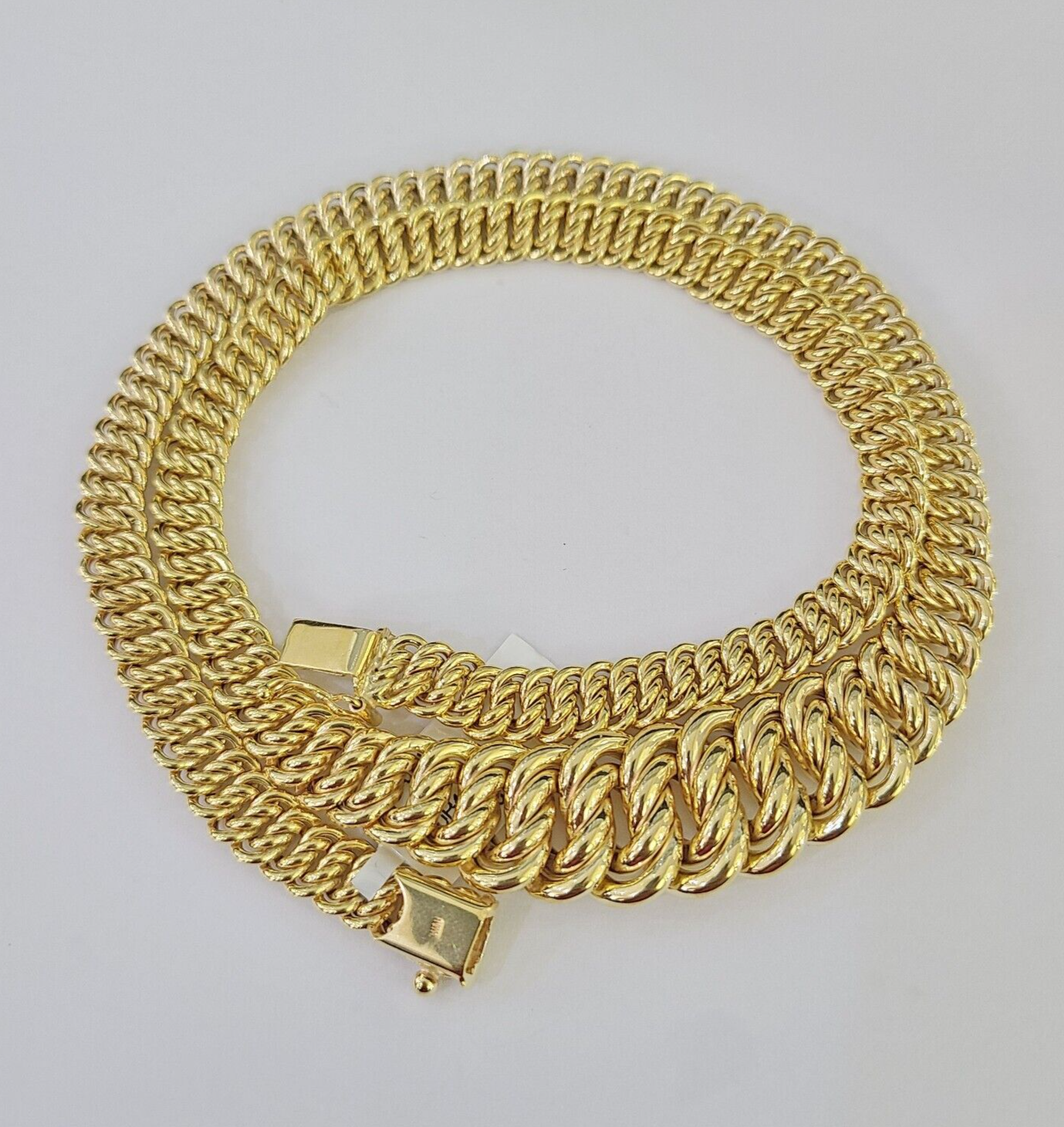 10K Gold Flat Byzantine Link Princesa Necklace 7mm 18" inch Real Yellow Chain