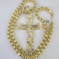 10k Gold Byzantine Necklace Jesus Cross Charm Pendant 20"-30" 8mm REAL SET Chain