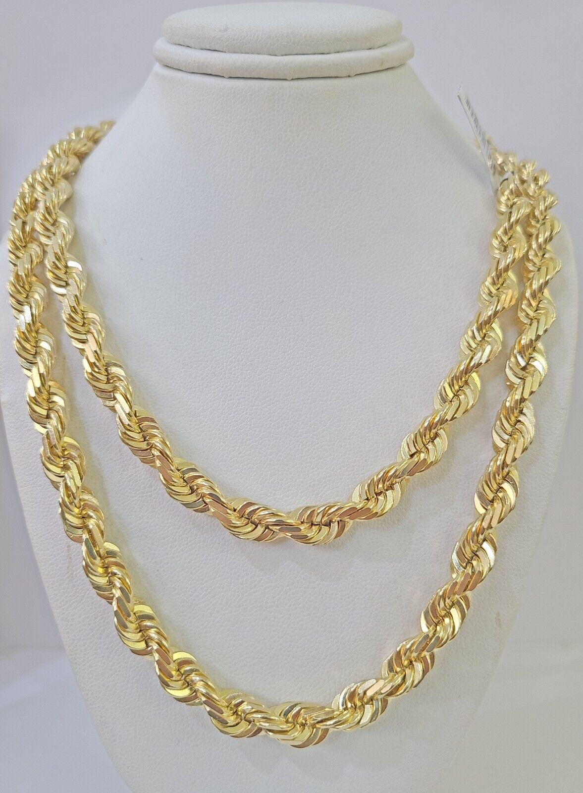 10K Real Solid Yellow Gold Rope Chain Necklace 7mm Length 18" 20" 22" 24" 26" 28