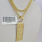 10K Gold Miami Cuban Chain 100 Dollar Bill 18"-28" 3mm REAL Pendant Necklace SET