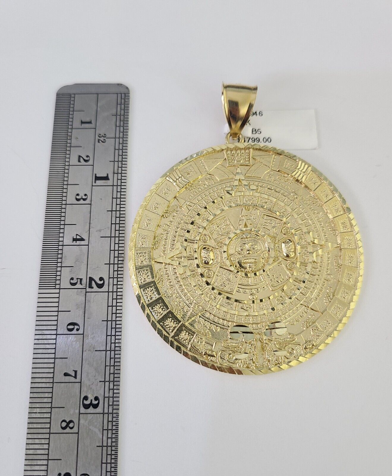 10K Miami Cuban Link Chain Mayan Calendar Pendent Charm 6mm 20"-30" Inch