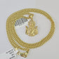 10K Gold Miami Cuban Chain Jesus Charm 18"-28" 3mm REAL Pendant Necklace SET