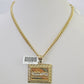 10k Last Supper Charm Miami Cuban Chain Pendant Set 5mm Necklace Yellow Gold