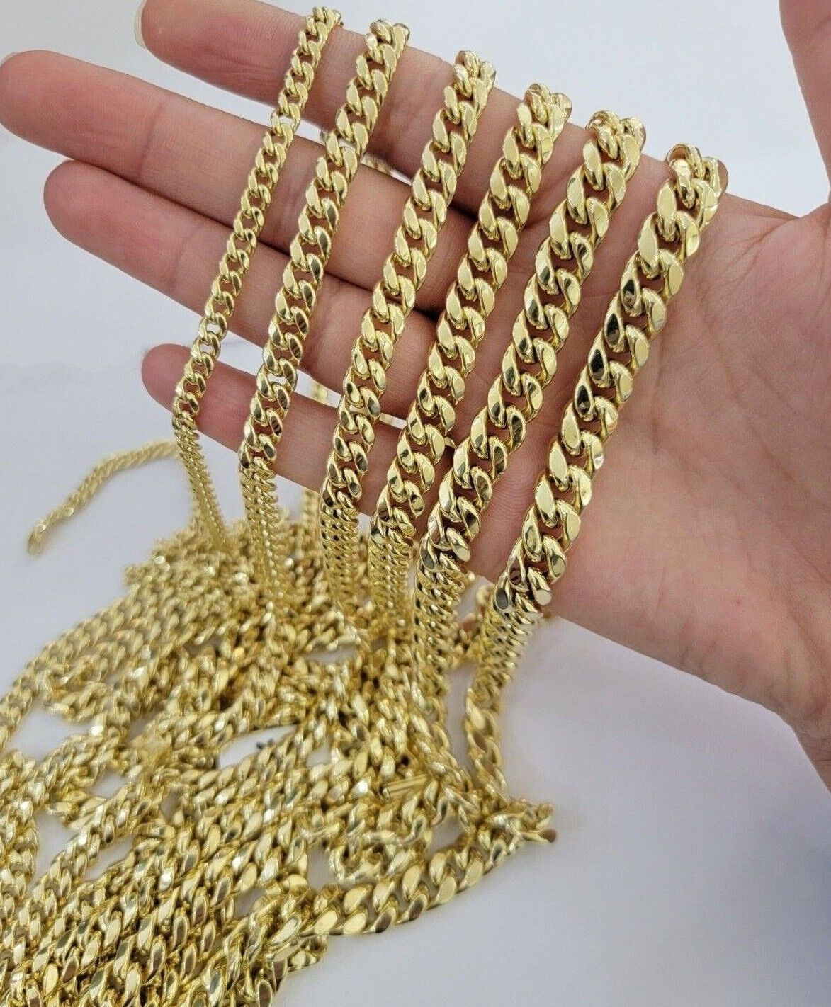 thumbnail image 2 of Globalwatches10 Real 10k Gold Miami Cuban Link Chain – 20-28 Inch, 6mm-12mm, Unisex, Box Clasp 2 of 5