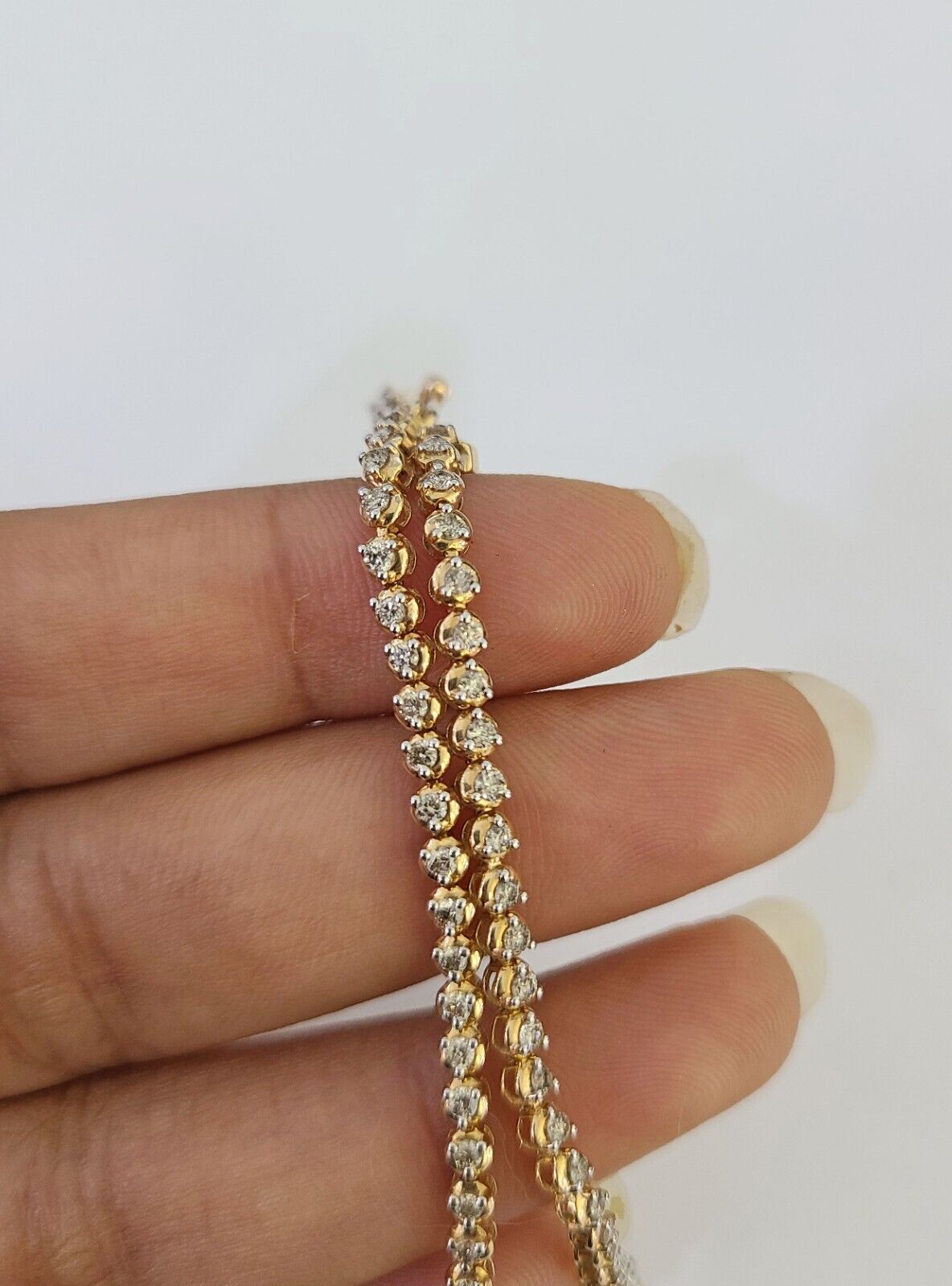 10K Rose Gold Diamond Bracelet Women Ladies 7" REAL Genuine Gold