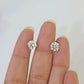 14k White gold Round Earrings Diamond screw-back Lab Created Women Men Studs