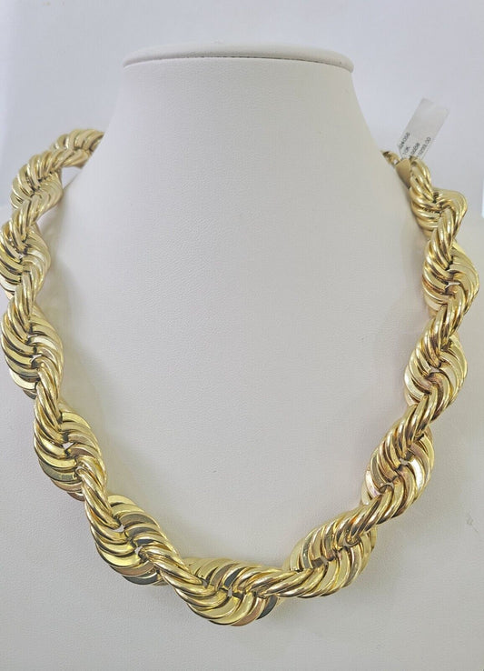 10k REAL Yellow Gold Rope Chain Necklace 16mm 20" Men's Thick 10kt