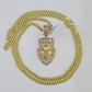 10k Miami Cuban Chain Lion Charm Diamond Set 4.5mm 20"-28" Necklace Gold