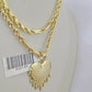 10k Milano Rope Chain Heart Charm Necklace SET 3mm 18" 20" 22" 24" Pendant