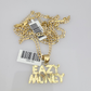 10k Gold Solid Cuban Curb Chain Necklace Eazy Money Pendant Set 3mm 18"-26"