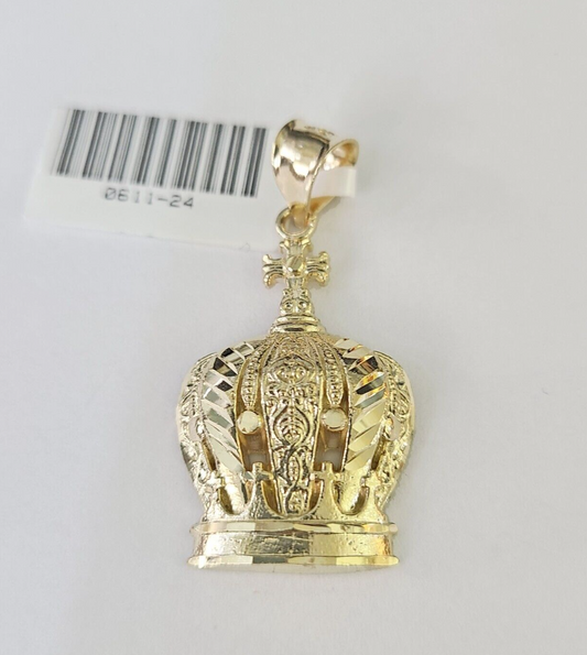 10K Imperial Crown Charm Pendant Real Yellow Gold Royal 1.5" Inch 10kt