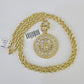 10k Solid Rope Chain Medusa Circular Charm Set 4mm 20"-28" Necklace Gold Yellow