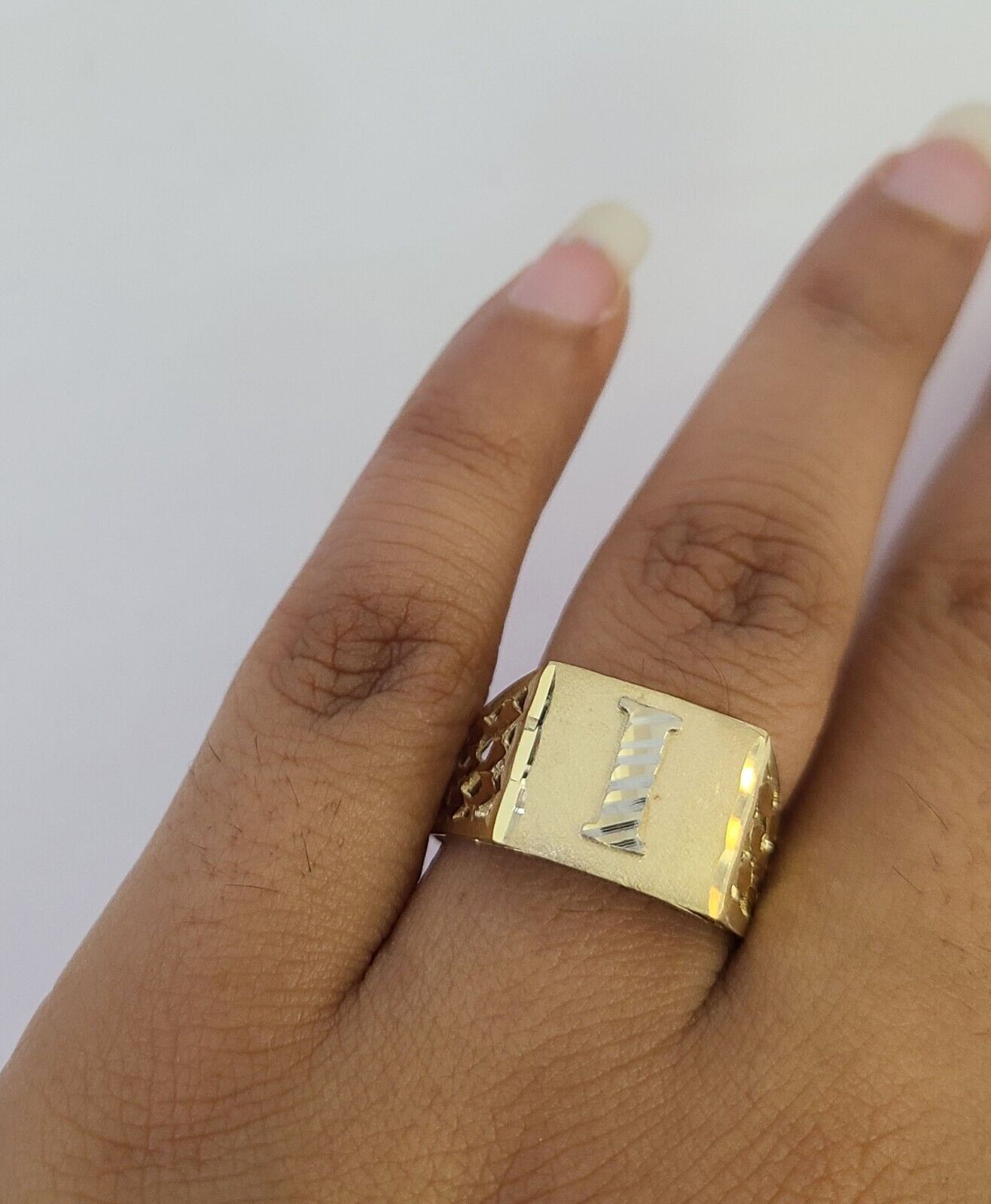 Real 10k Initial I Casual Ring Alphabet Yellow Gold 10kt Genuine