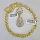 10k Solid Rope Chain Pharaoh Charm Diamond Set 4mm 20"-28" Necklace Gold Yellow