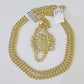 Real 10k Miami Cuban Chain Scorpion Charm Set 4mm Yellow Gold Necklace Pendant