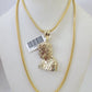 10K Franco Chain Jesus Head Pendant Charm Necklace 20"-26" 2.5mm Yellow Gold