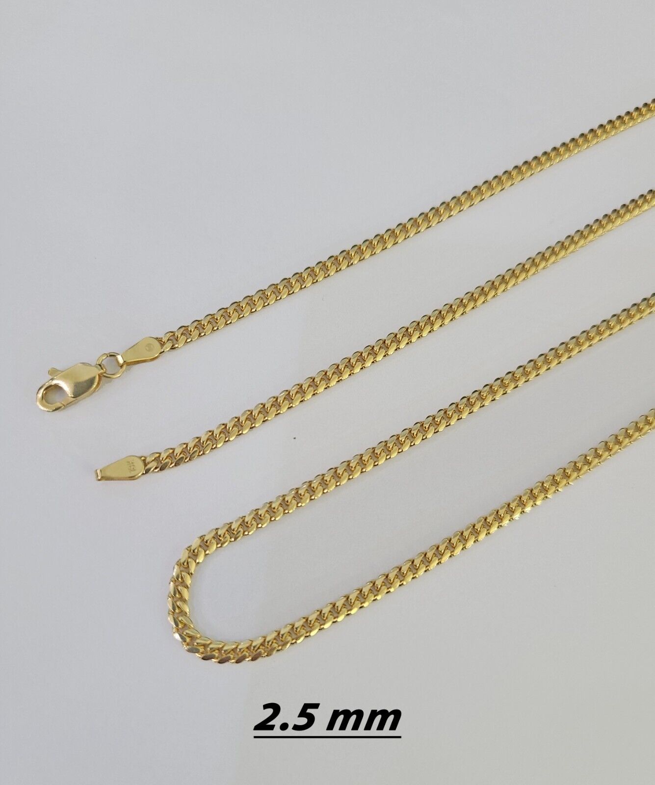 18k Real Solid Miami Cuban Chain Gold 2.5mm 3mm 4mm 24" Inches Genuine Necklace