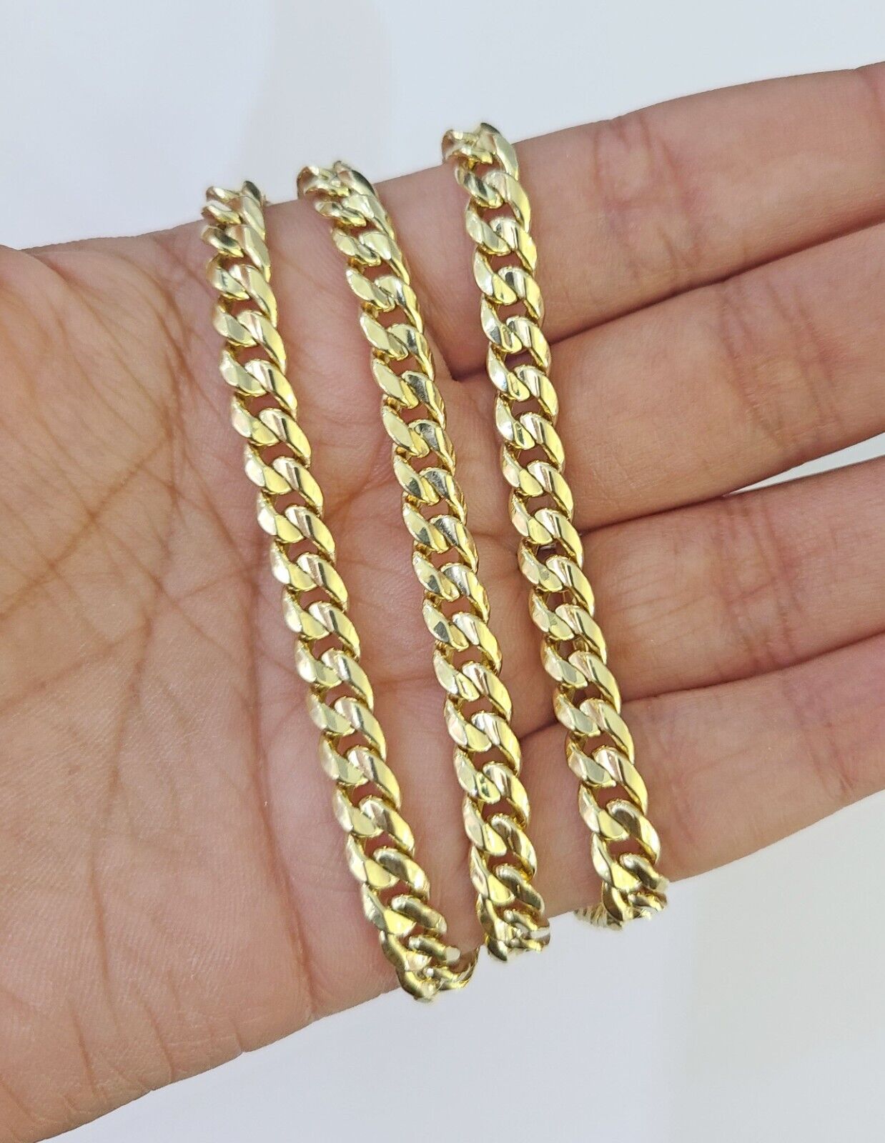 Real 14K Gold Necklace Miami Cuban Link Chain 24 inch 6mm Box Clasp, Mens Hollow