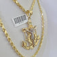 10k Solid Rope Chain Jesus Anchor Charm Set 4mm 20"-28" Necklace Gold Yellow