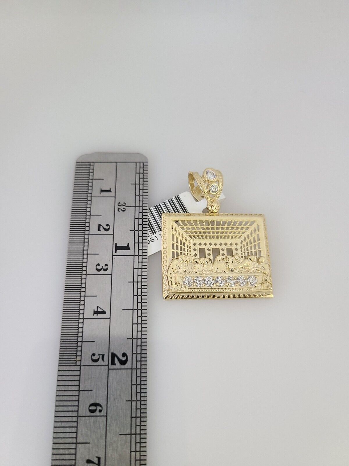 10k Gold Solid Cuban Curb Chain Last Supper Pendant Set 3mm 18"-26" Necklace